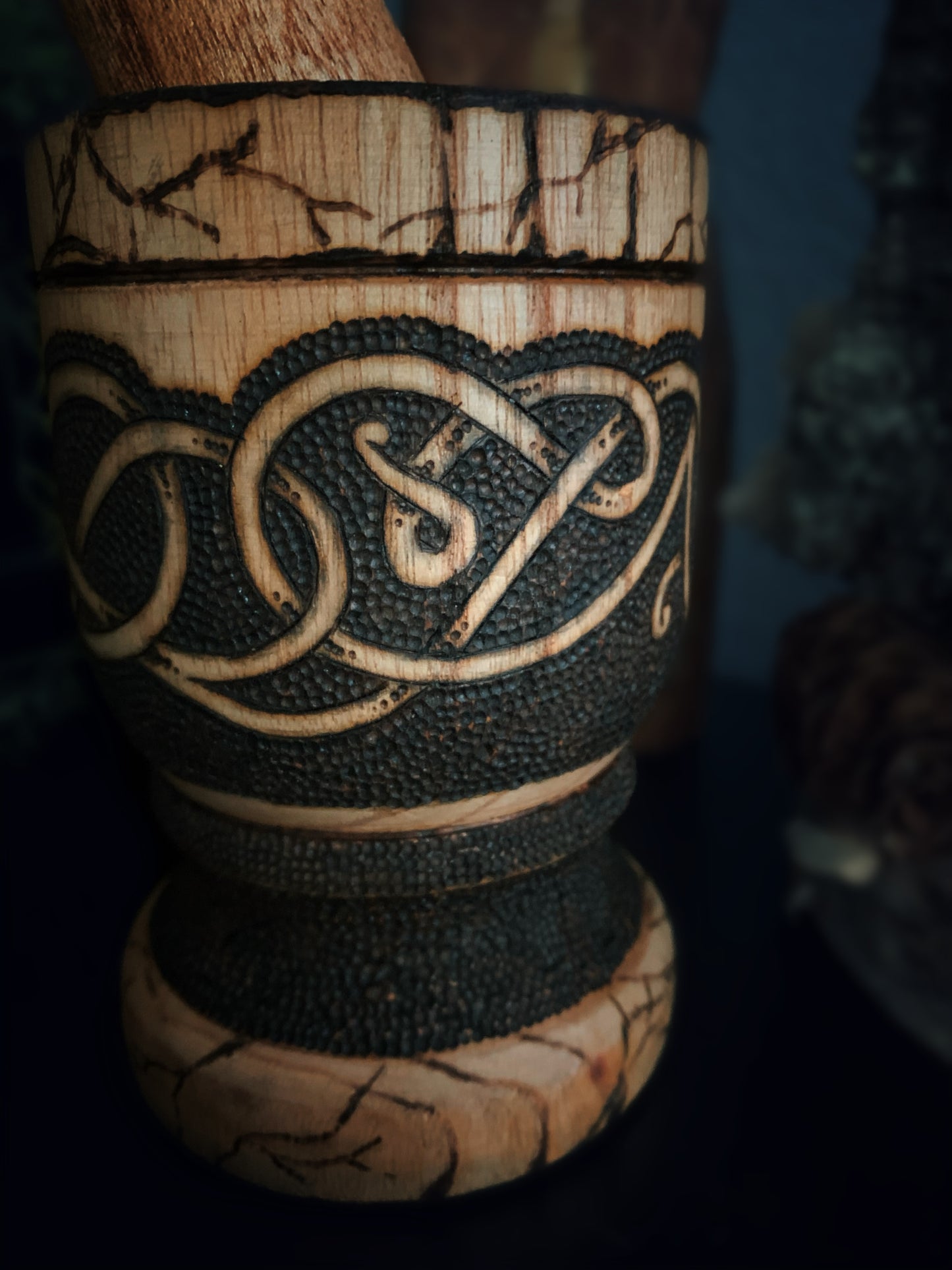 Urnes Wyrm Wood Mortar & Pestle