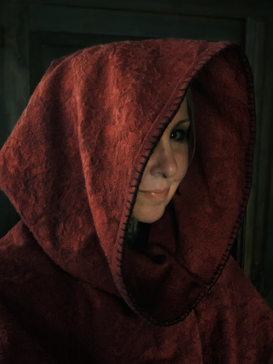 Sanguine Hooded Cowl with Liripipe - Jacquard
