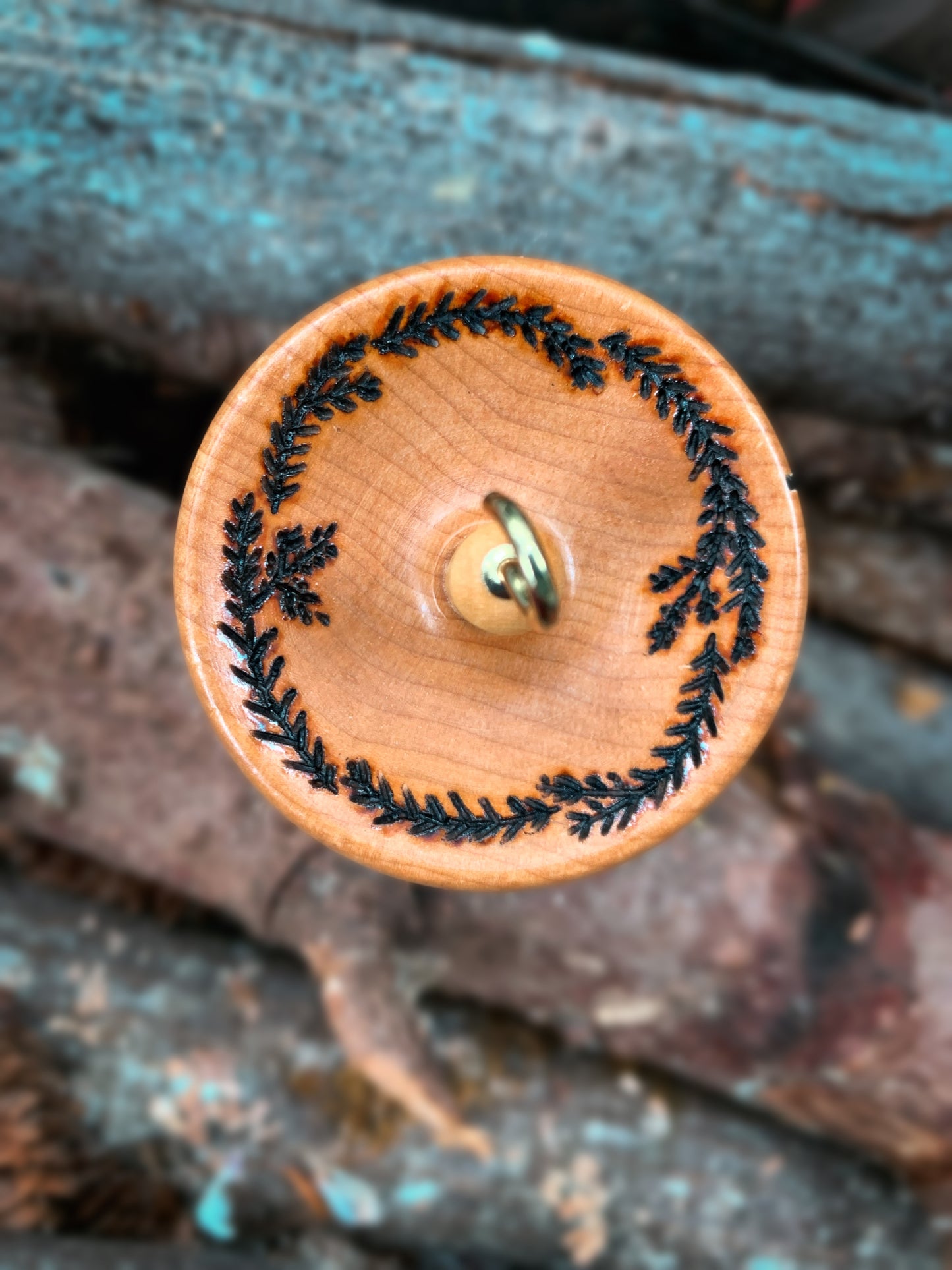 Wood Burned Pine Trees Spindle