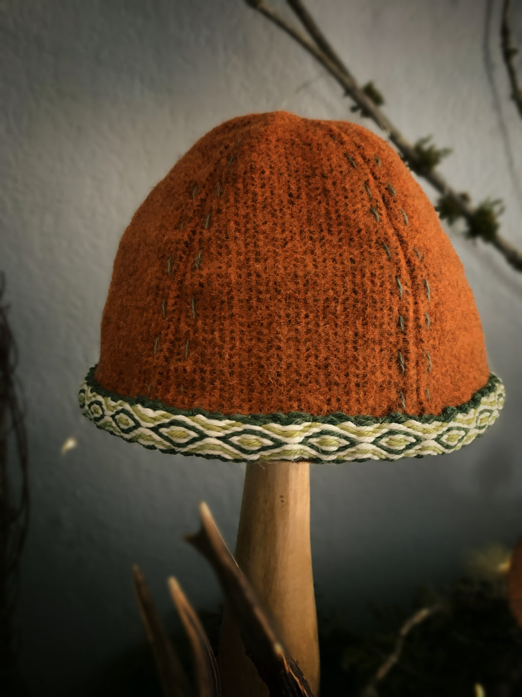 Wool Birka Viking Hat Rust Orange