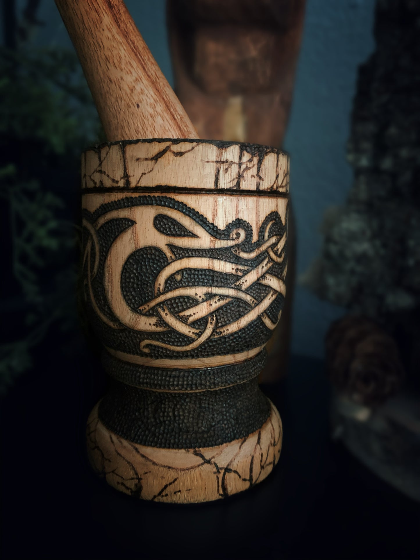 Urnes Wyrm Wood Mortar & Pestle