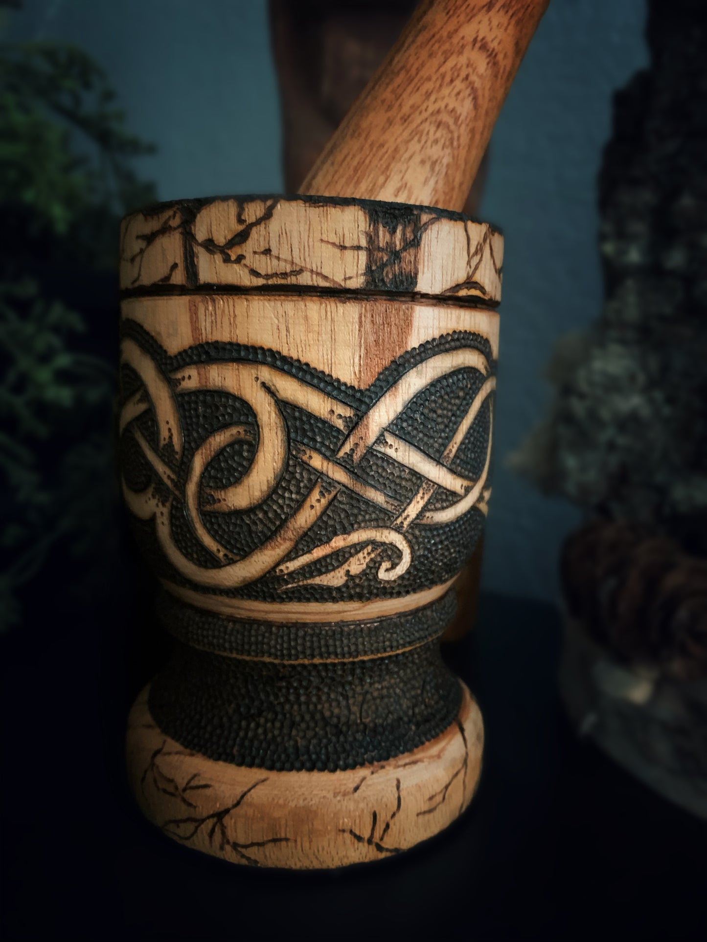 Urnes Wyrm Wood Mortar & Pestle