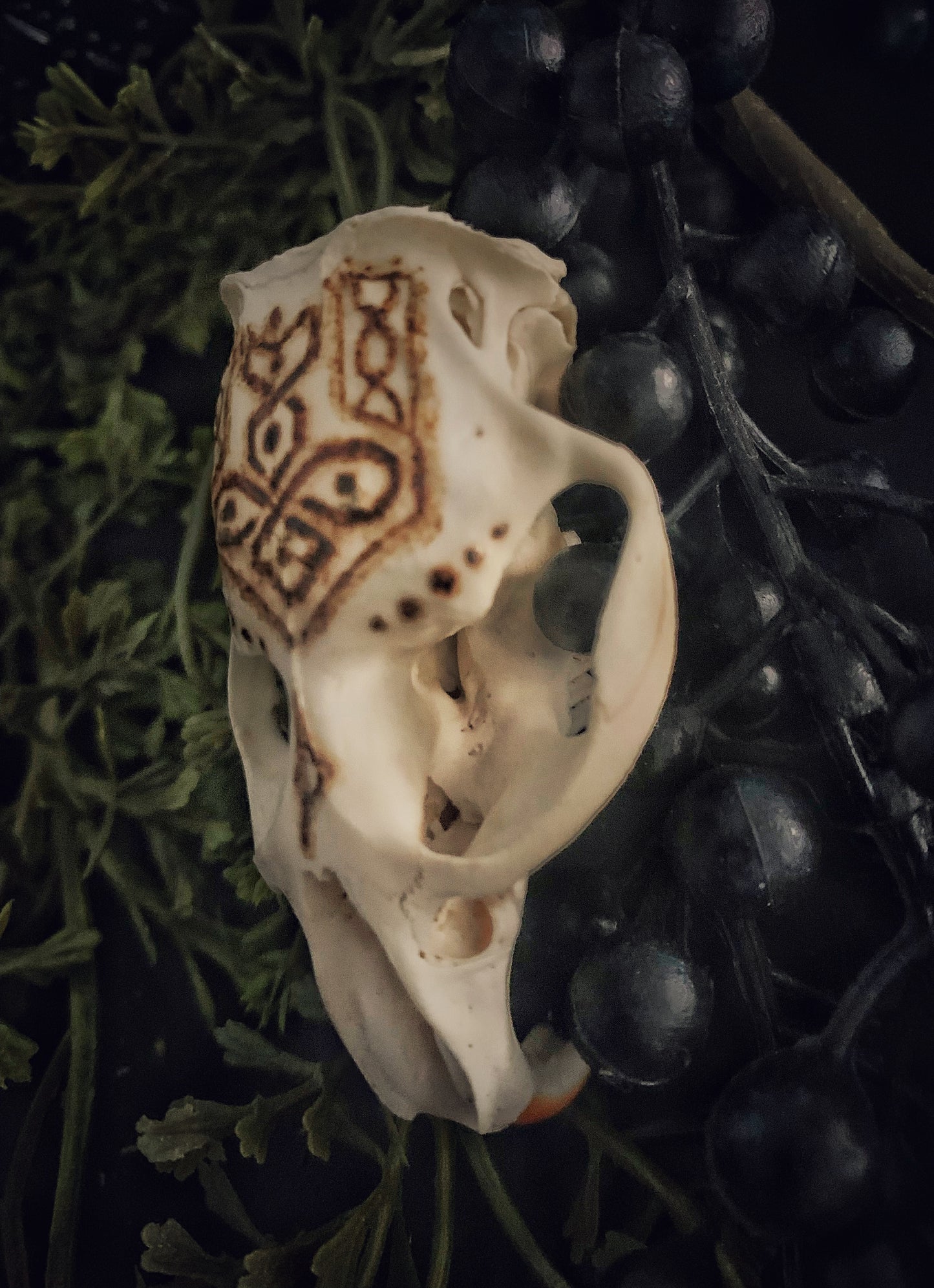 Mjölnir & Thuriaz Rune Burned Skull