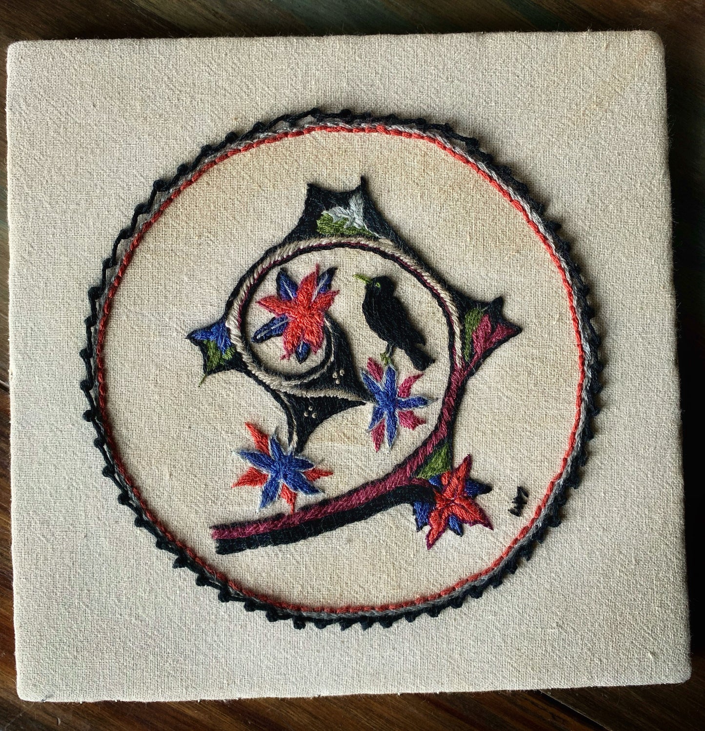 Medieval Blackbird Embroidery