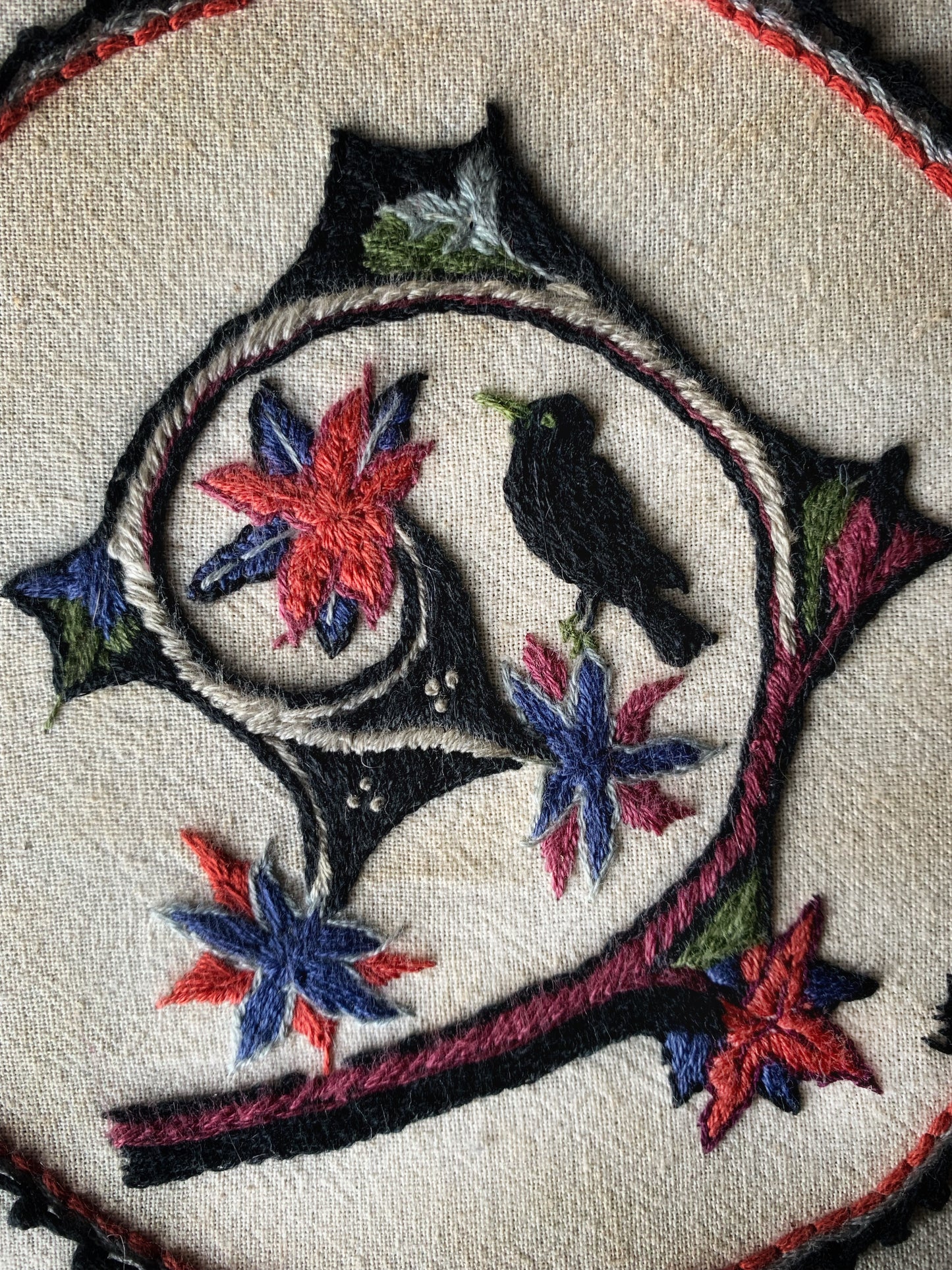 Medieval Blackbird Embroidery