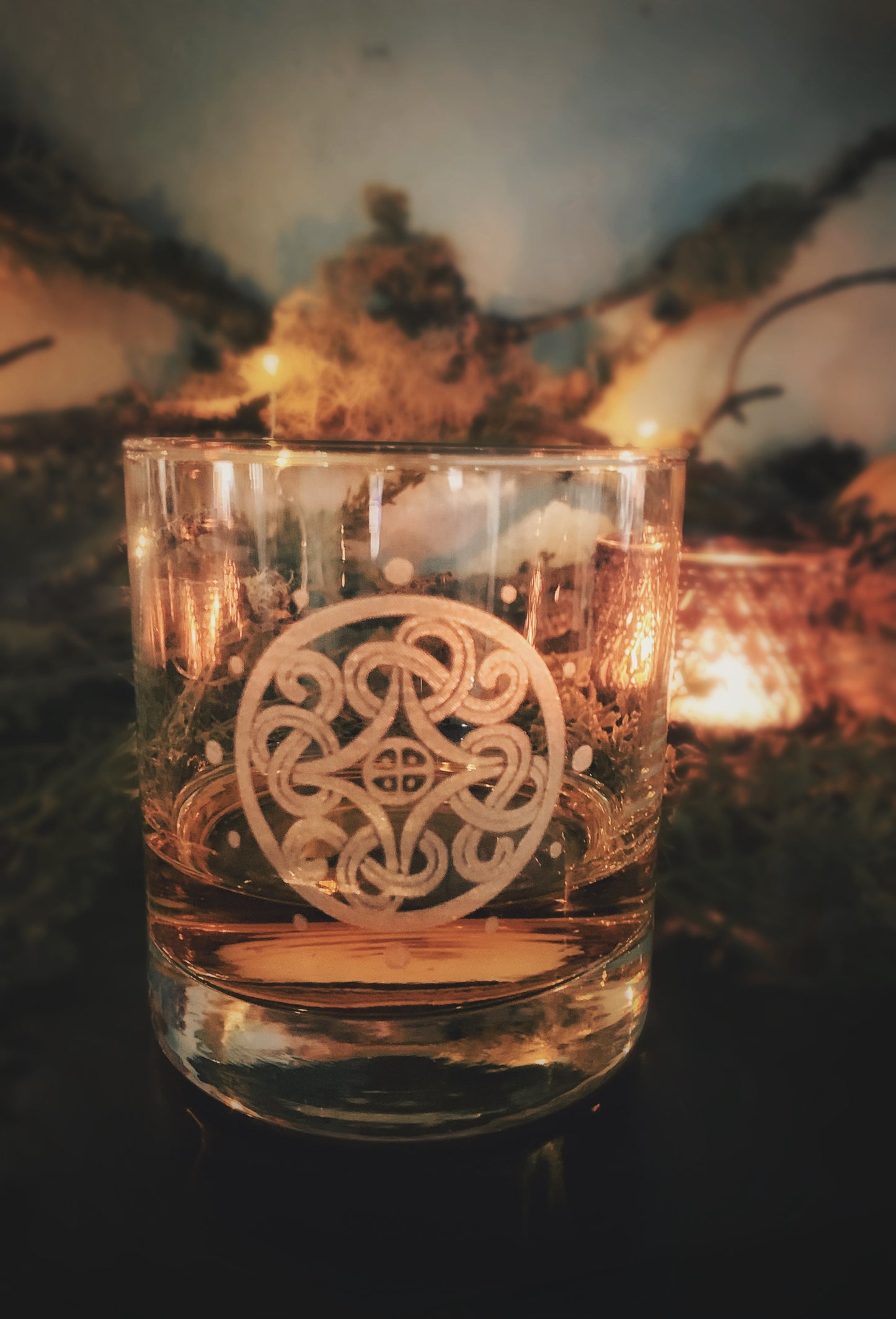 Borre Sunwheel Etched Whiskey Glass