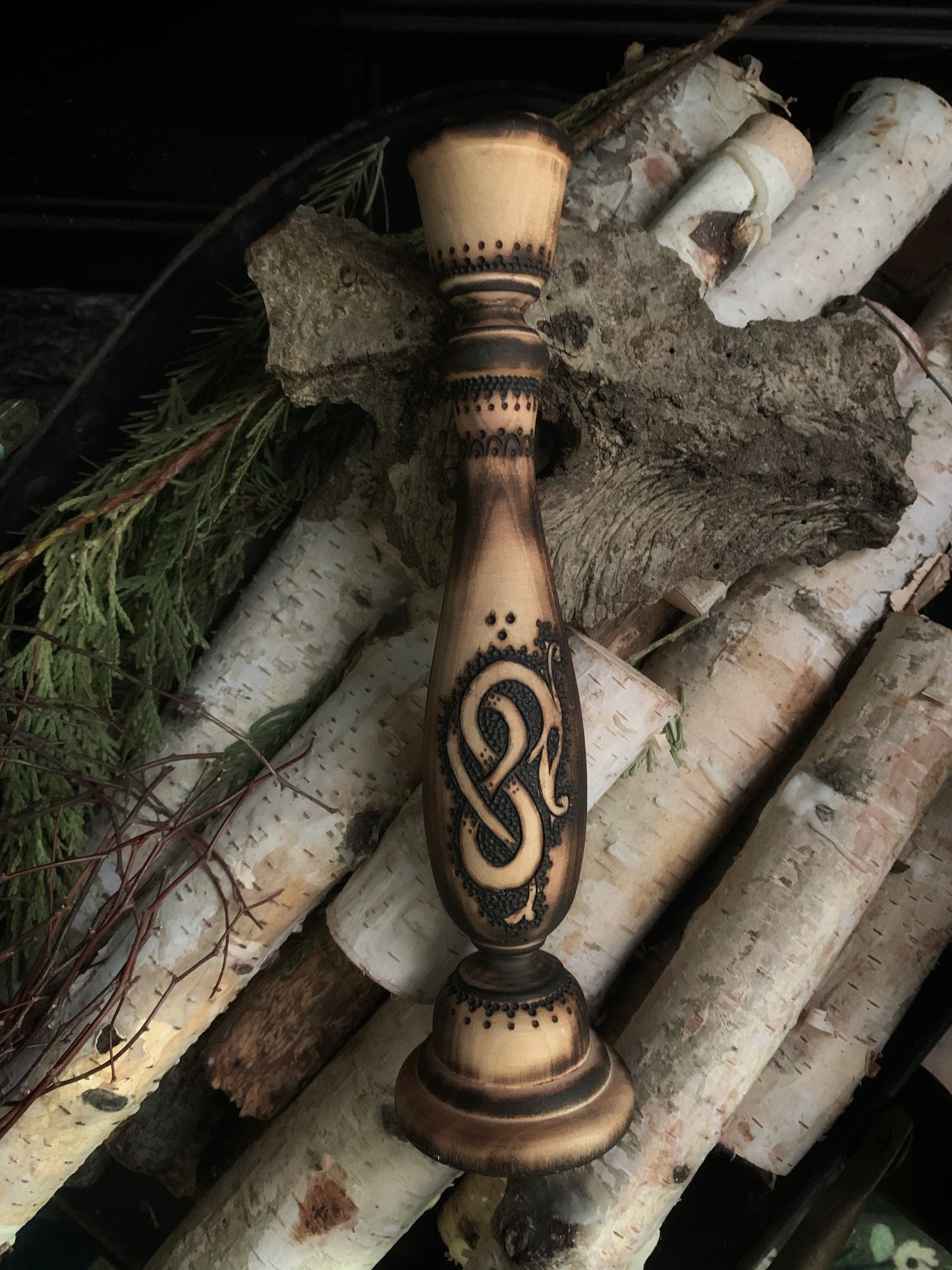Urnes Wyrm Candlestick Pair