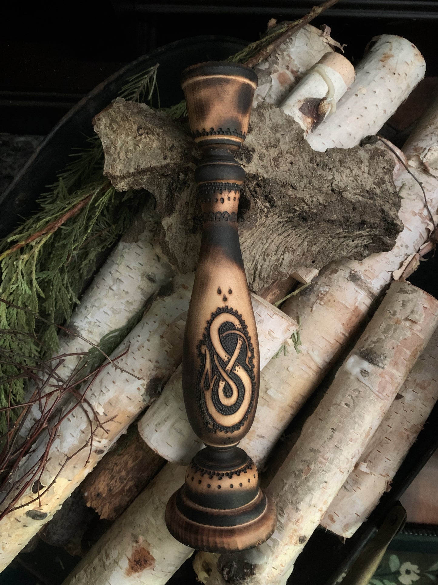 Urnes Wyrm Candlestick Pair