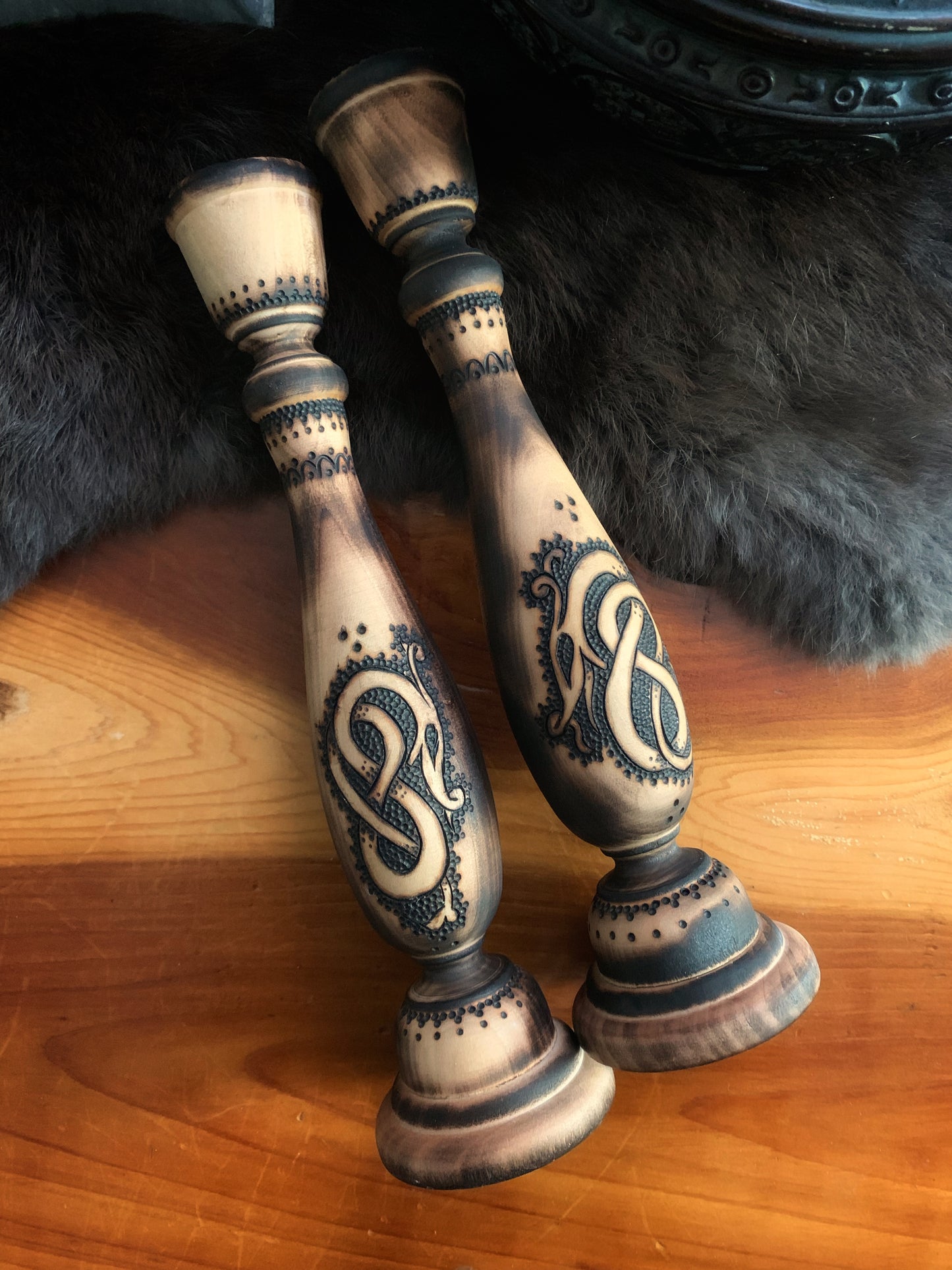 Urnes Wyrm Candlestick Pair