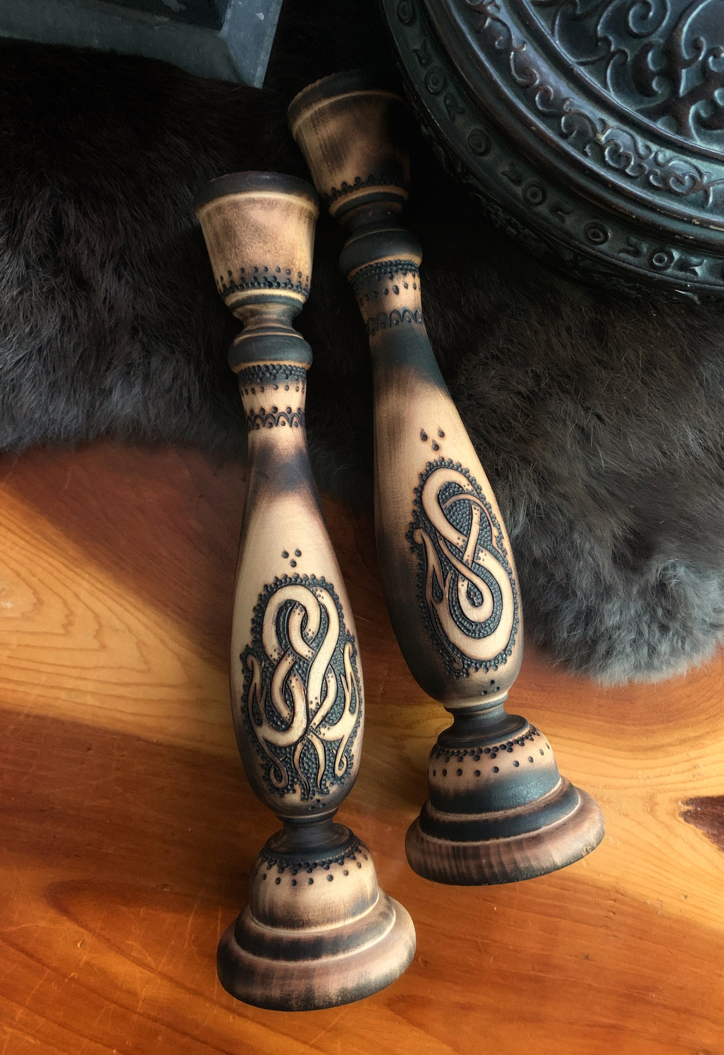 Urnes Wyrm Candlestick Pair